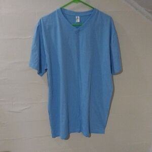 Casual Sky Blue V-Neck Tee for Men